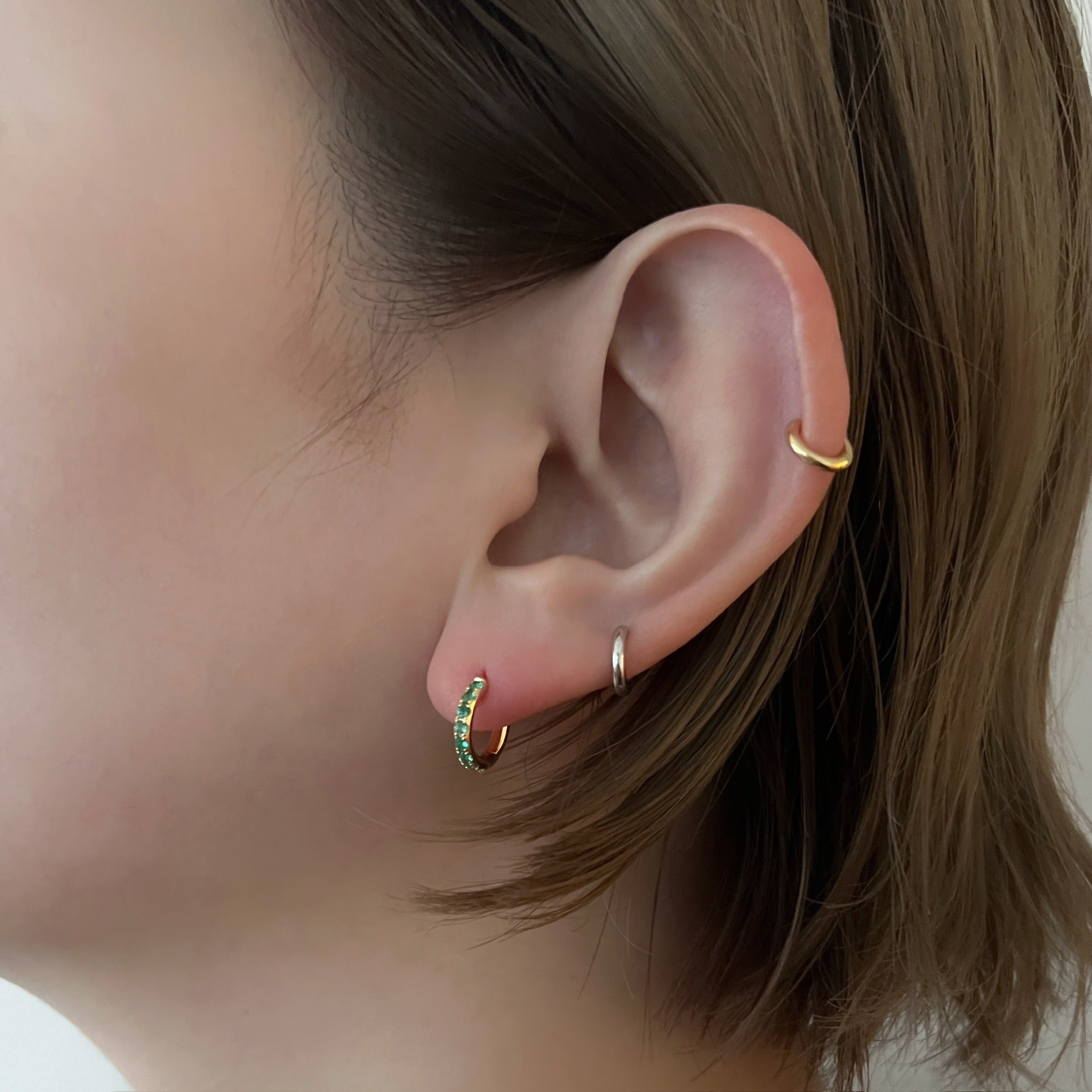 Small Emerald Hoop