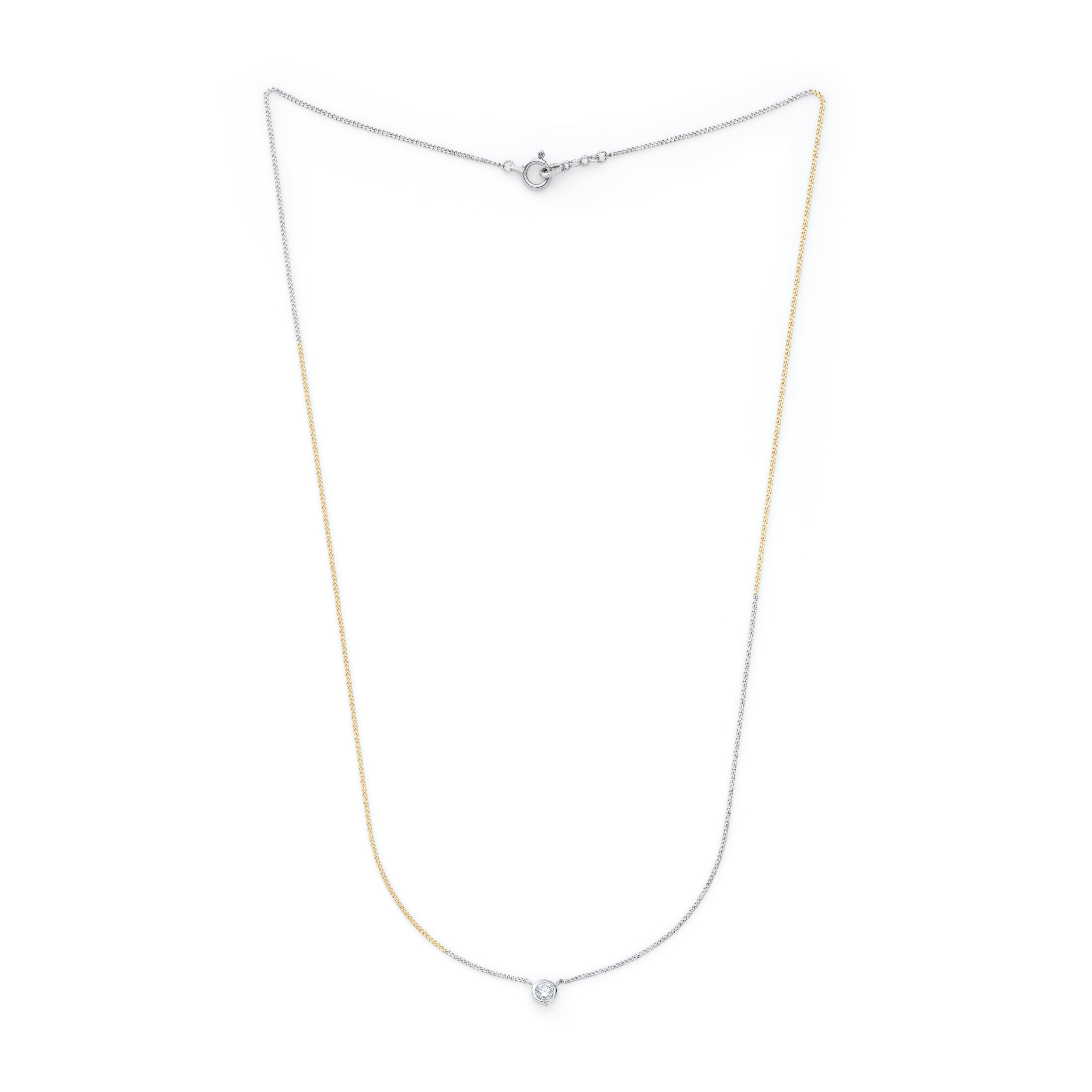 Fine Classic Cut Gold&Platinum Diamond Necklace