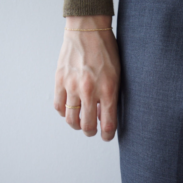 18K Ring リング 羽 フェザー イエローゴールド 着用