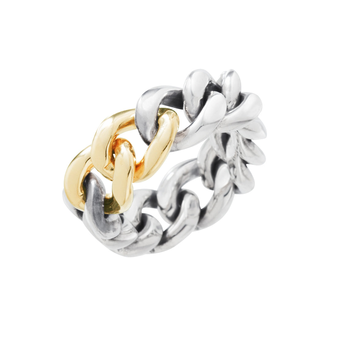 silver925 シルバー925 K18 イエローゴールド Combination コンビネーション Curb Chain カーブチェーン Ring チェーンリング