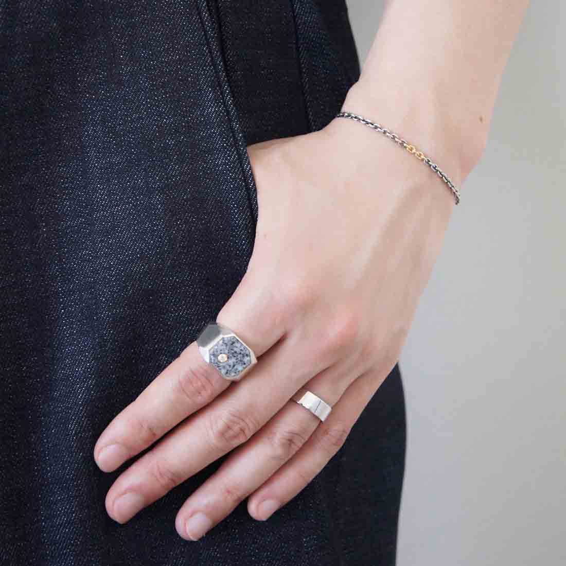 silver925 シルバー925 ファセットリング Facet Ring 庵治石 ダイア 着用