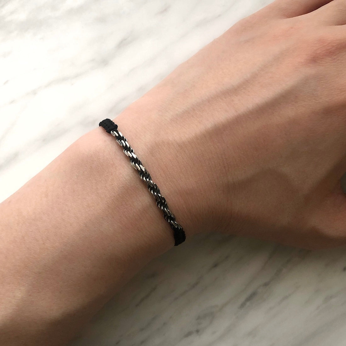 Silver Rope Chain コードブレスレット Cord Bracelet 着用写真