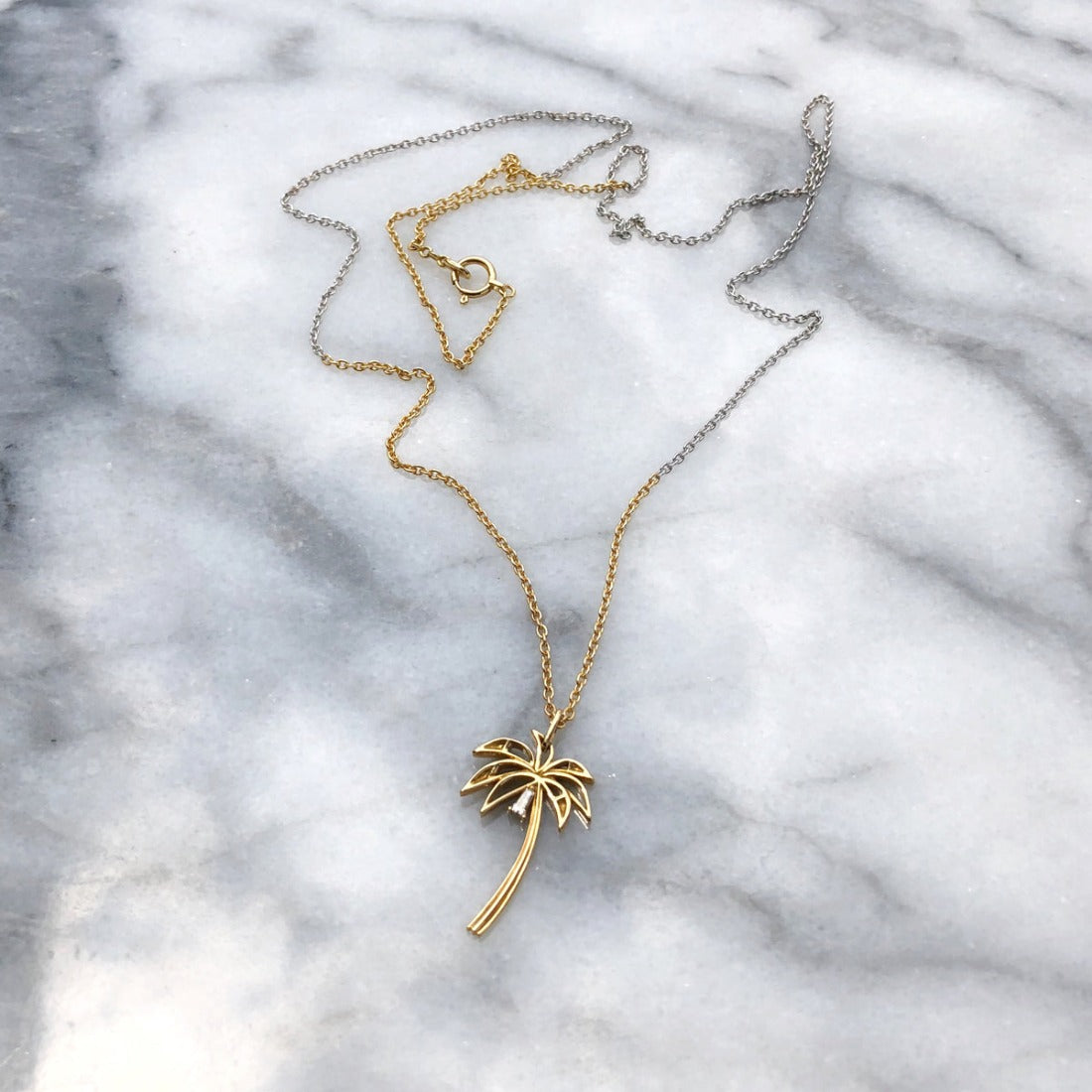 18K Palm Tree パームツリー Necklace ネックレス diamond ダイアモンド combination コンビネーション