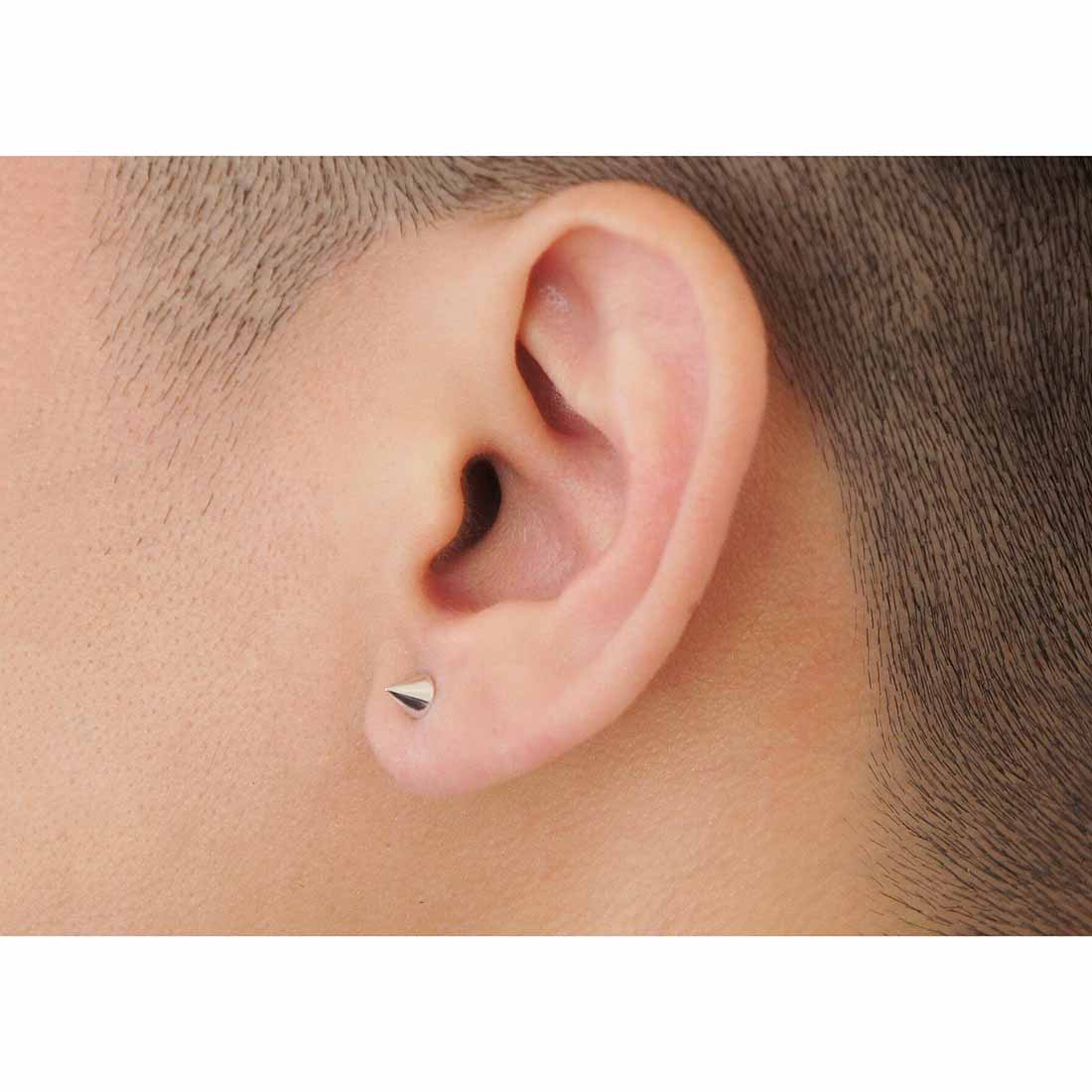 18K イエローゴールド 片耳ピアス ホワイトゴールド 片耳ピアス 着用