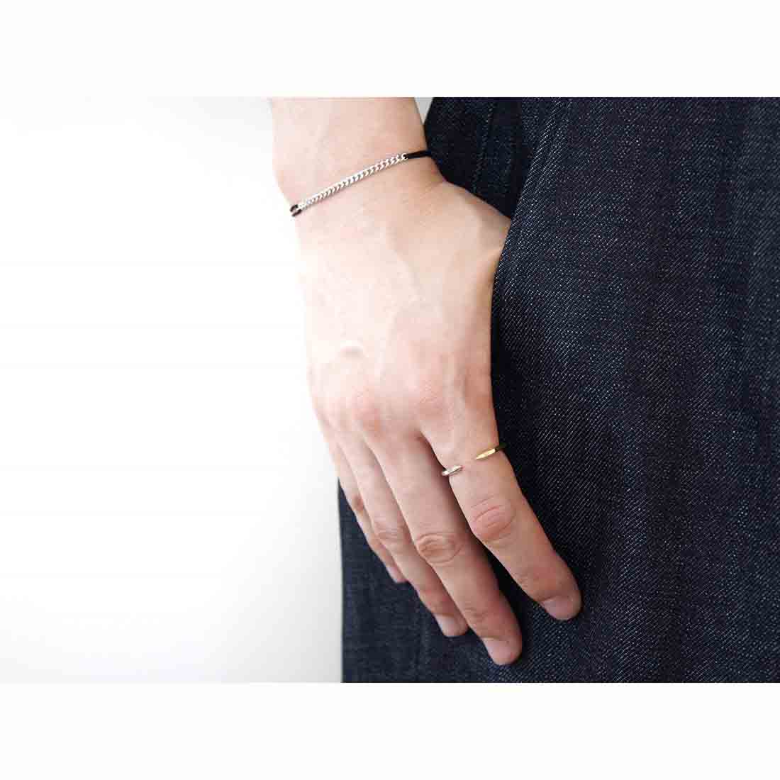 K10 ホワイトゴールド Curb Chain カーブチェーン Cord Bracelet コードブレスレット 着用