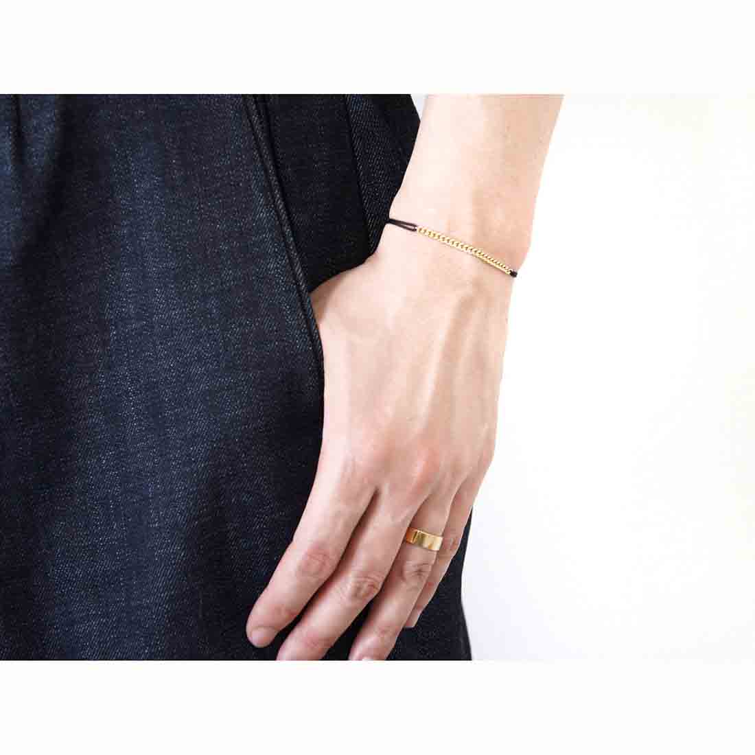 K10 イエローゴールド Curb Chain カーブチェーン Cord Bracelet コードブレスレット 着用