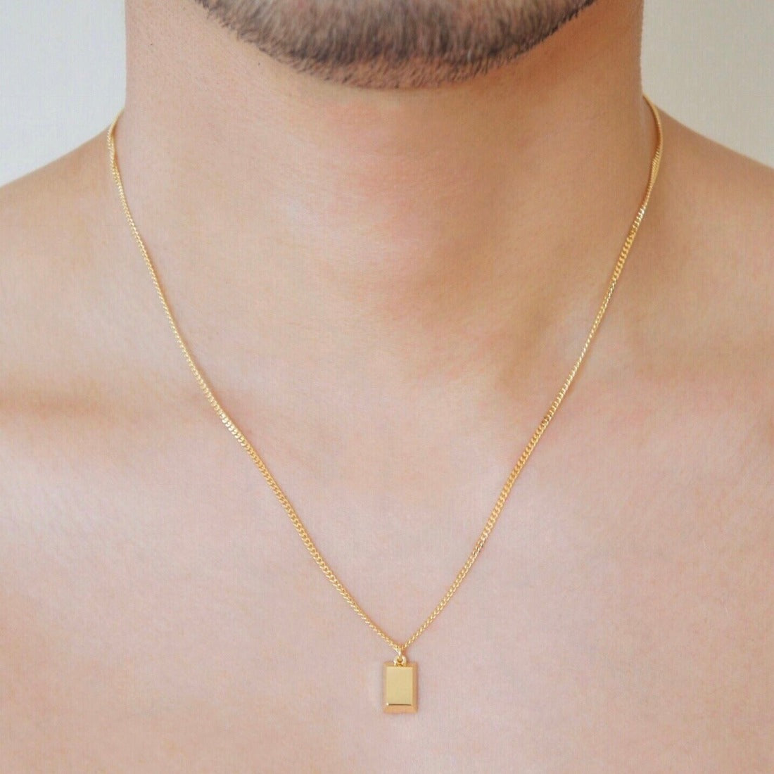 18K Necklace Ingot ネックレス イエローゴールド 着用