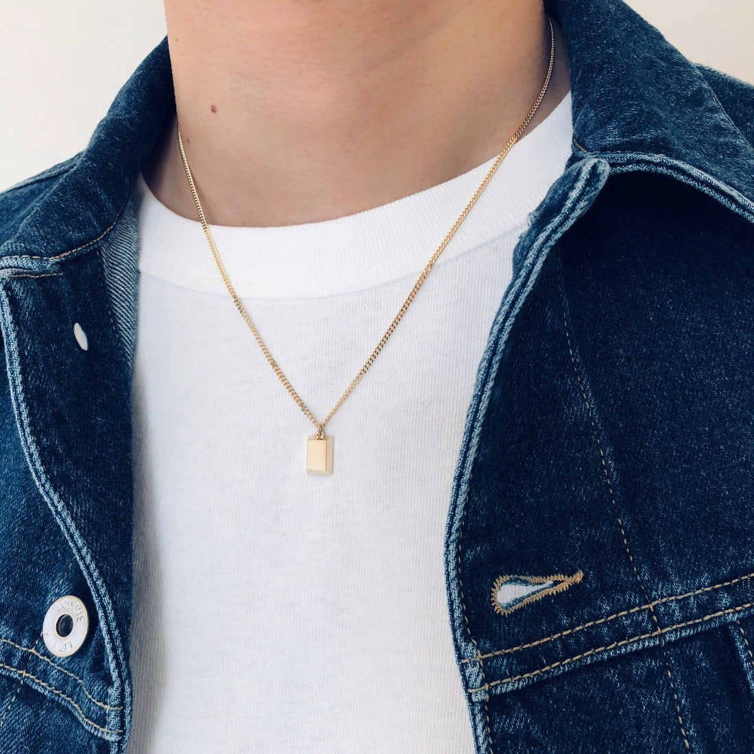 18K Necklace Ingot ネックレス イエローゴールド 着用