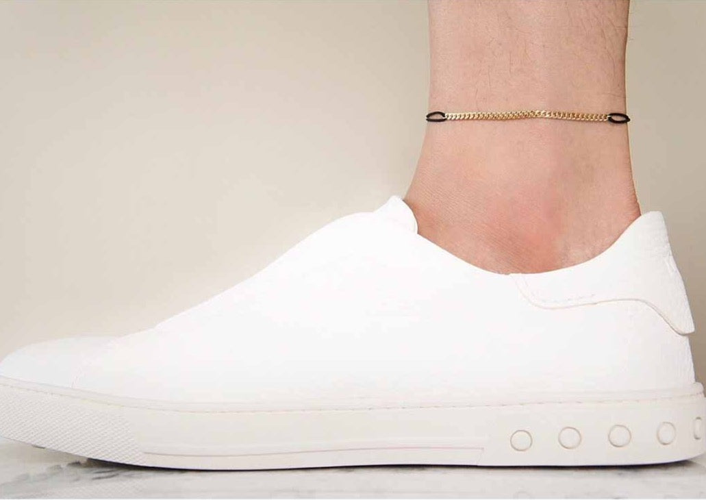 K10 イエローゴールド Curb Chain カーブチェーン Cord Anklet コードアンクレット 着用