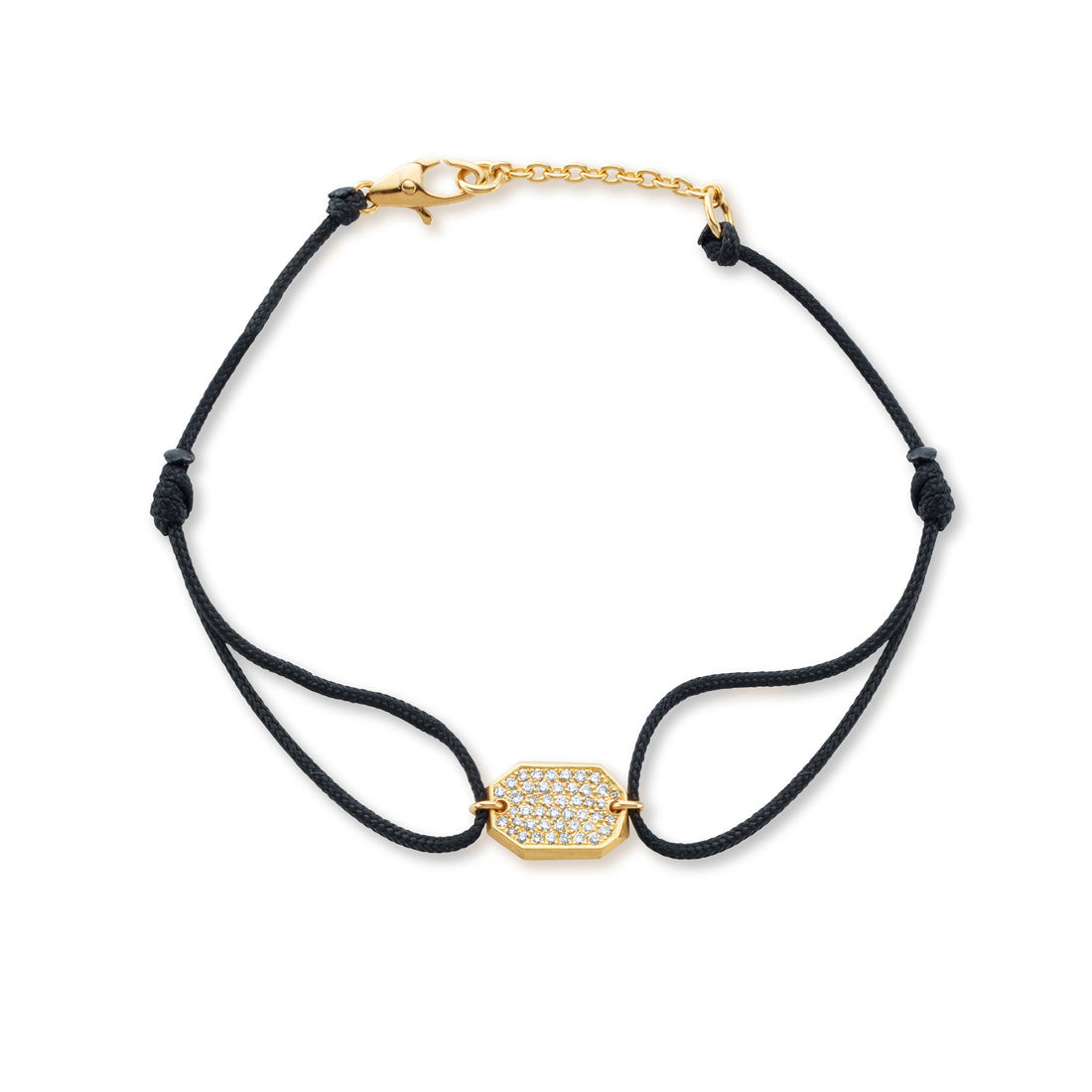 18K　イエローゴールド　ダイア　diamond　Crystal　クリスタル　Cord Bracelet　コードブレスレット