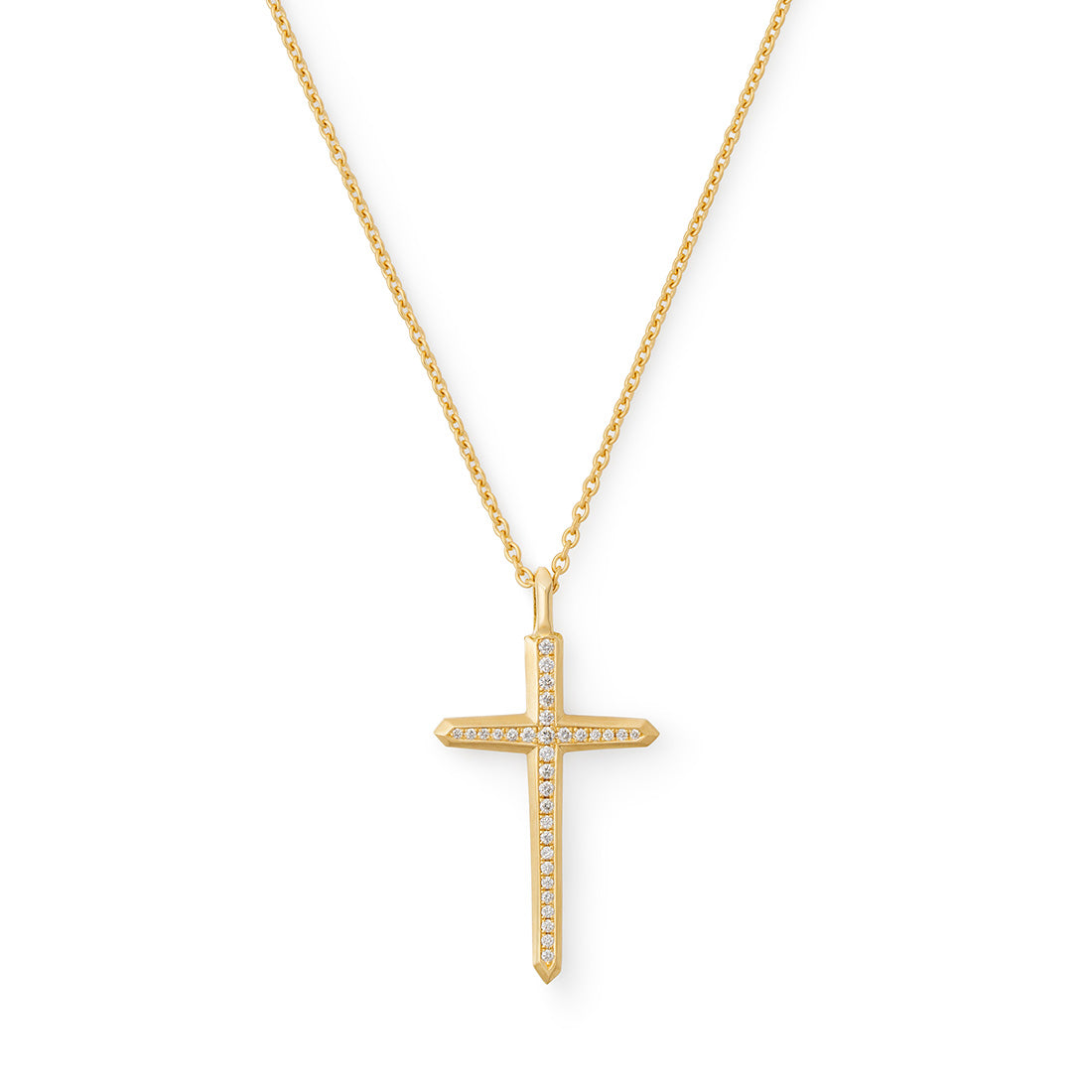 18K イエローゴールド ダイア クロスネックレス Diamond Crystal クリスタル