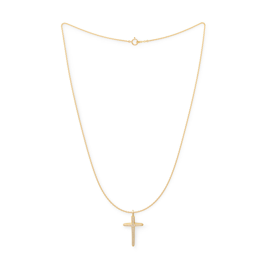 18K イエローゴールド ダイア クロスネックレス Diamond Crystal クリスタル