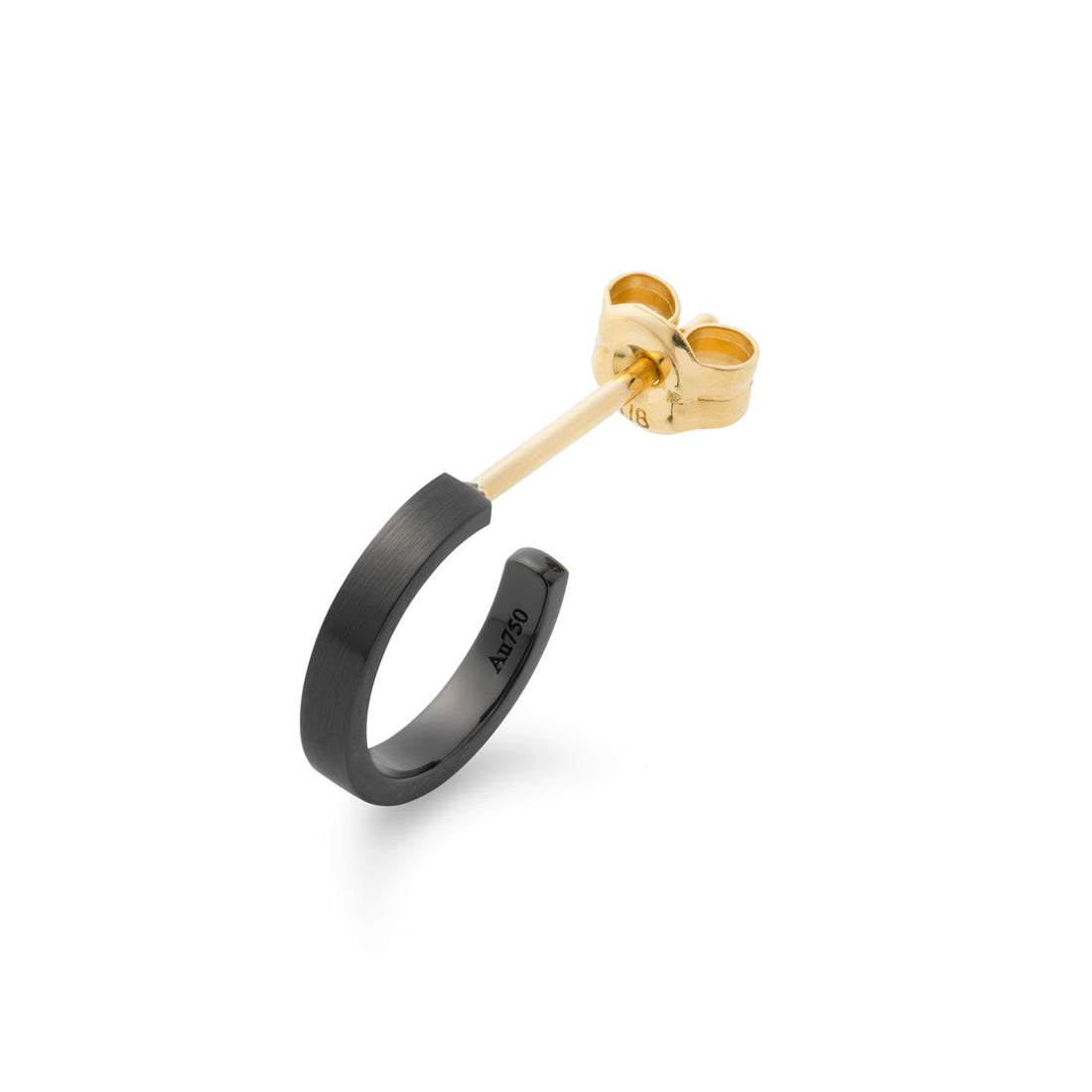 18K イエローゴールド 片耳ピアス ブラックコーティング