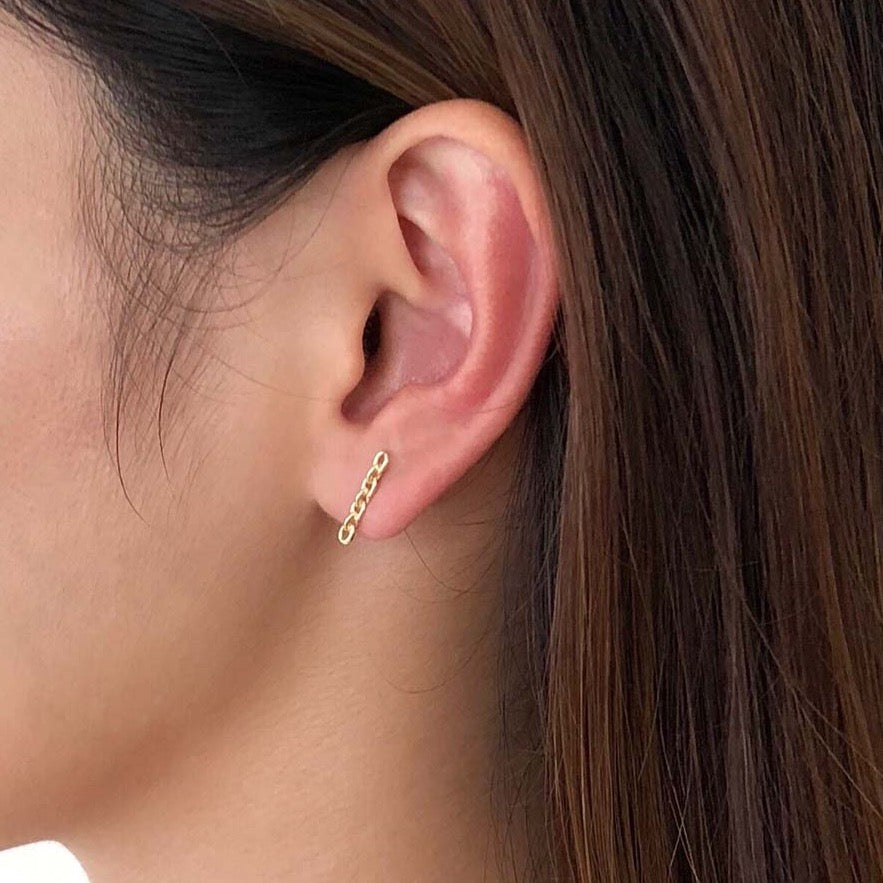 18K Anchor Chain ピアス short  片耳ピアス ホワイトゴールド 着用