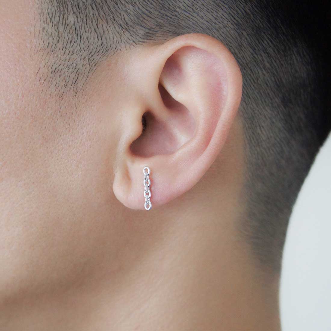 18K Anchor Chain ピアス short  片耳ピアス ホワイトゴールド 着用