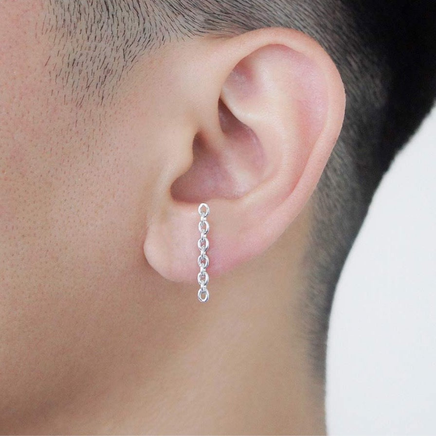 18K ホワイトゴールド Anchor Chain ピアス long 着用