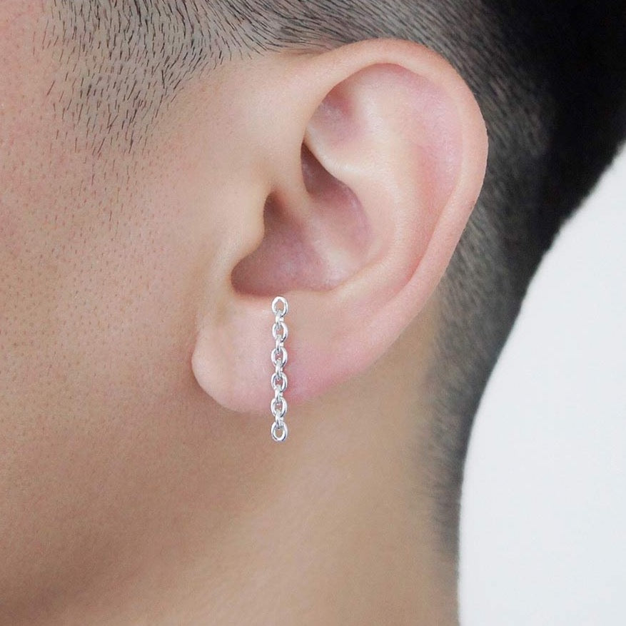 18K Anchor Chain ピアス long ホワイトゴールド 着用