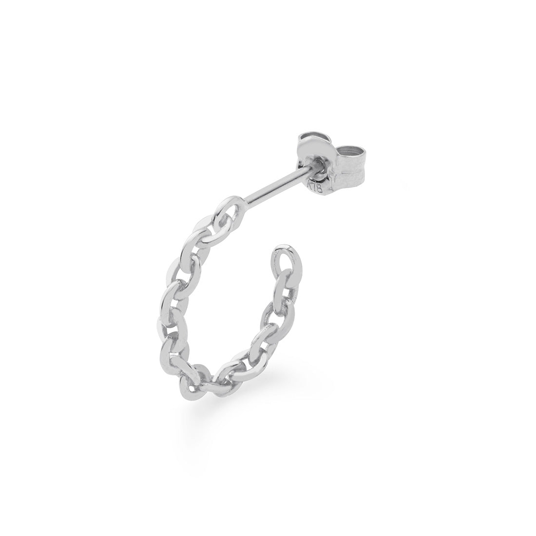 18K Anchor Chain 片耳ピアス フープピアス ホワイトゴールド Mサイズ