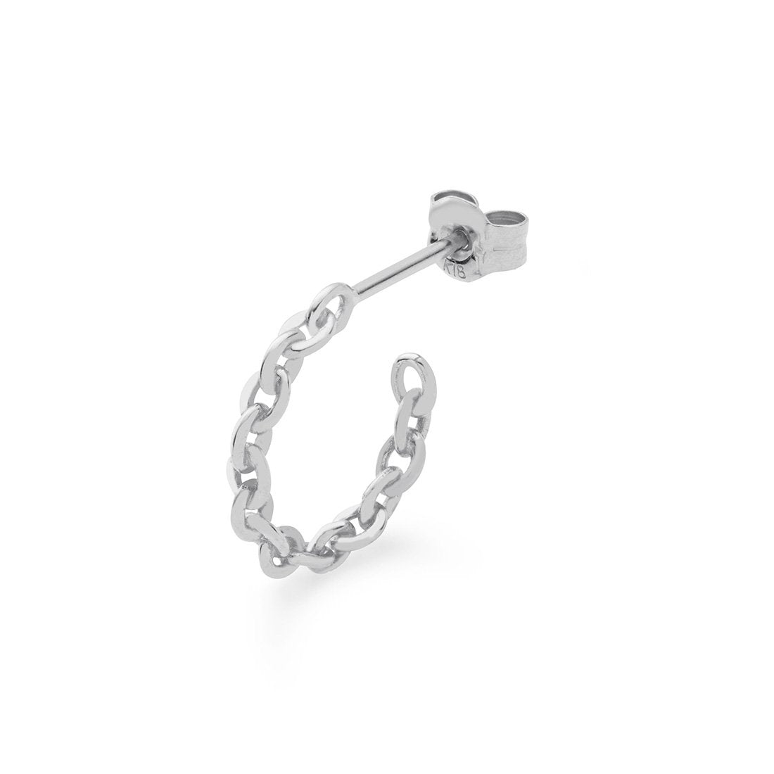 18K Anchor Chain 片耳ピアス フープピアス ホワイトゴールド