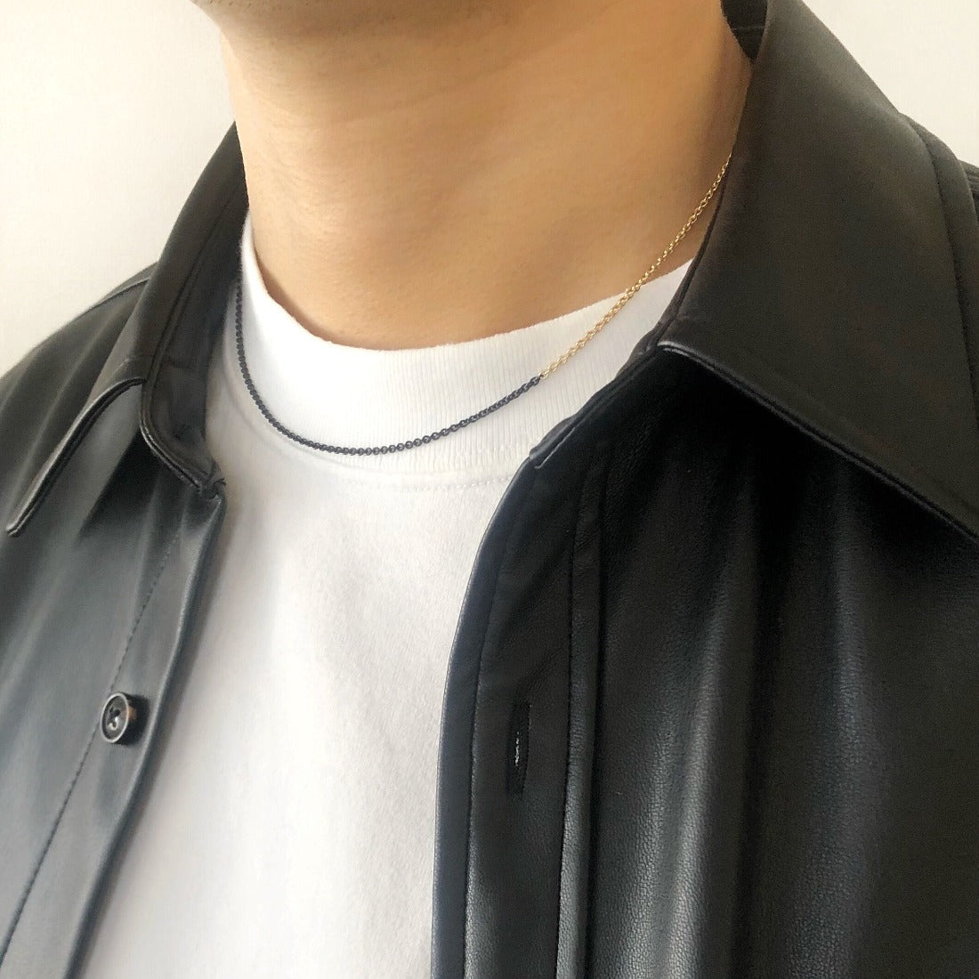 silver シルバー 18K ブラックコーティング ネックレス Necklace 着用