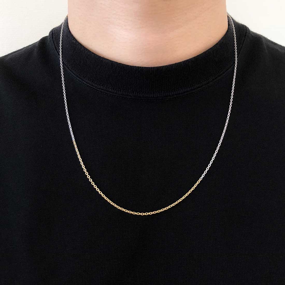 18K Oval Chain オーバルチェーン Combination コンビネーション Necklace ネックレス 1.6mm 着用