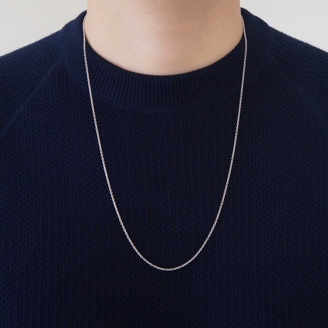 18K Oval Chain オーバルチェーン Necklace ネックレス 1.6mm ホワイトゴールド 着用写真