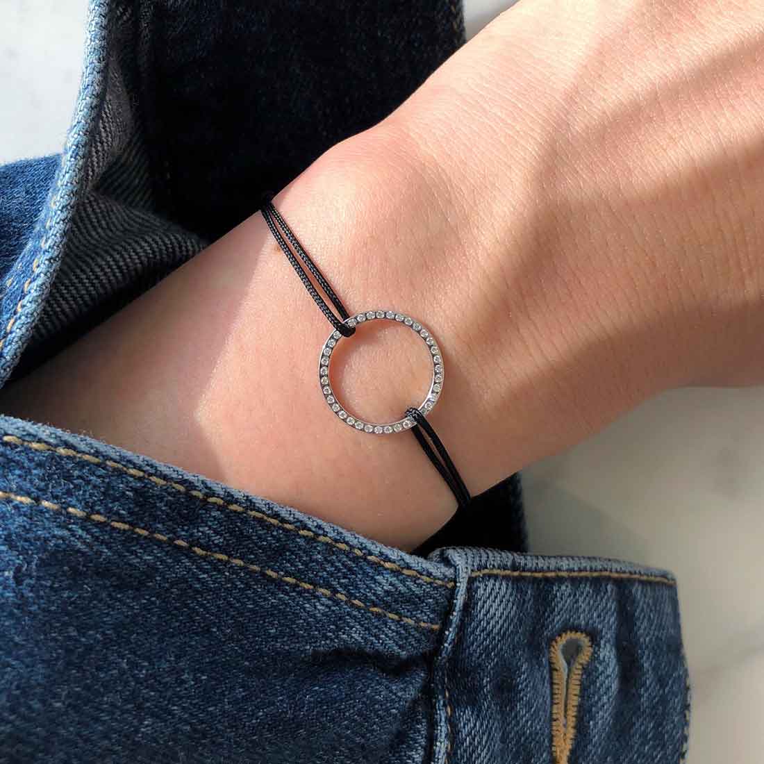 18K ダイア Cord Bracelet コードブレスレット ホワイトゴールド 着用
