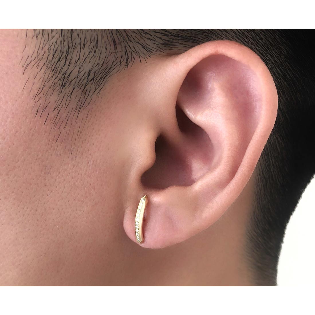 18K イエローゴールド 片耳ピアス ダイア Diamond Crystal クリスタル 着用