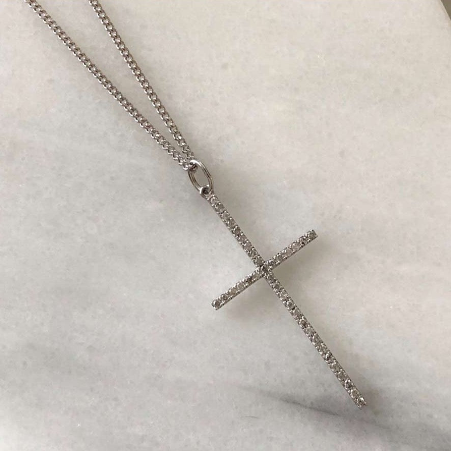 18K Gray Diamond グレーダイアモンド Cross クロス Charm チャーム ホワイトゴールド