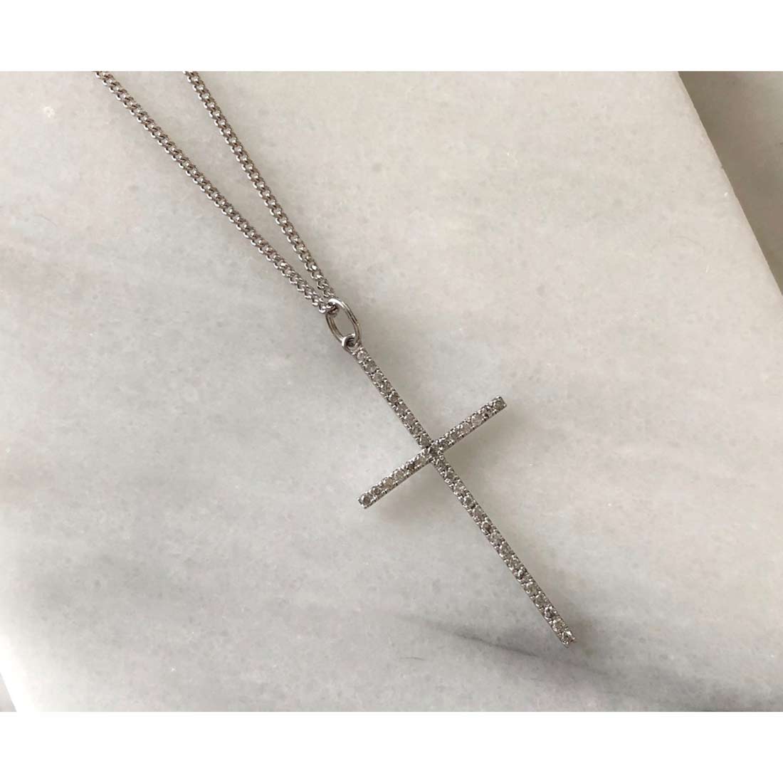 18K Gray Diamond グレーダイアモンド Cross クロス Charm チャーム ホワイトゴールド