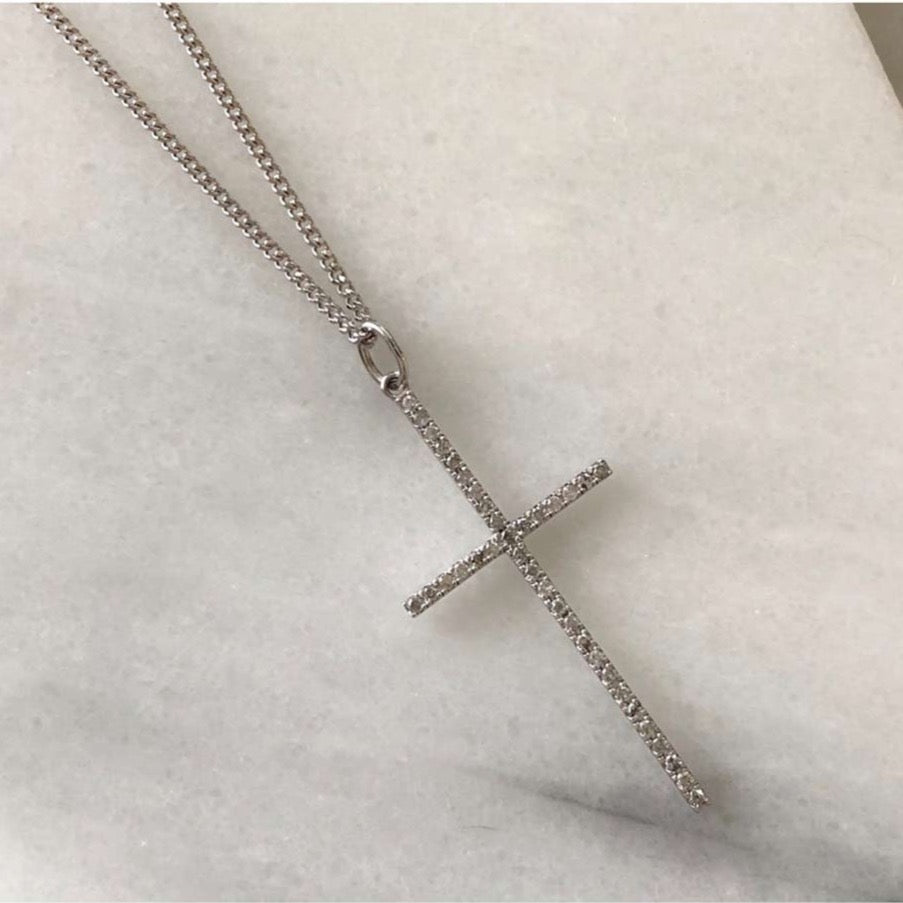 18K Gray Diamond グレーダイアモンド Cross クロス Charm チャーム ホワイトゴールド