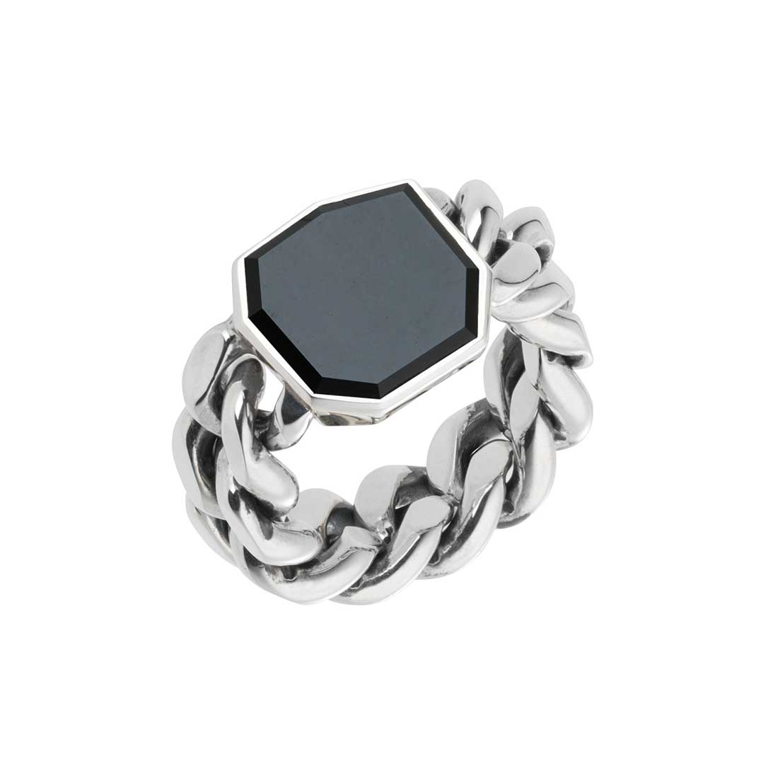 silver シルバー925 Ring チェーンリング Curb Chain カーブチェーン Onyx オニキス