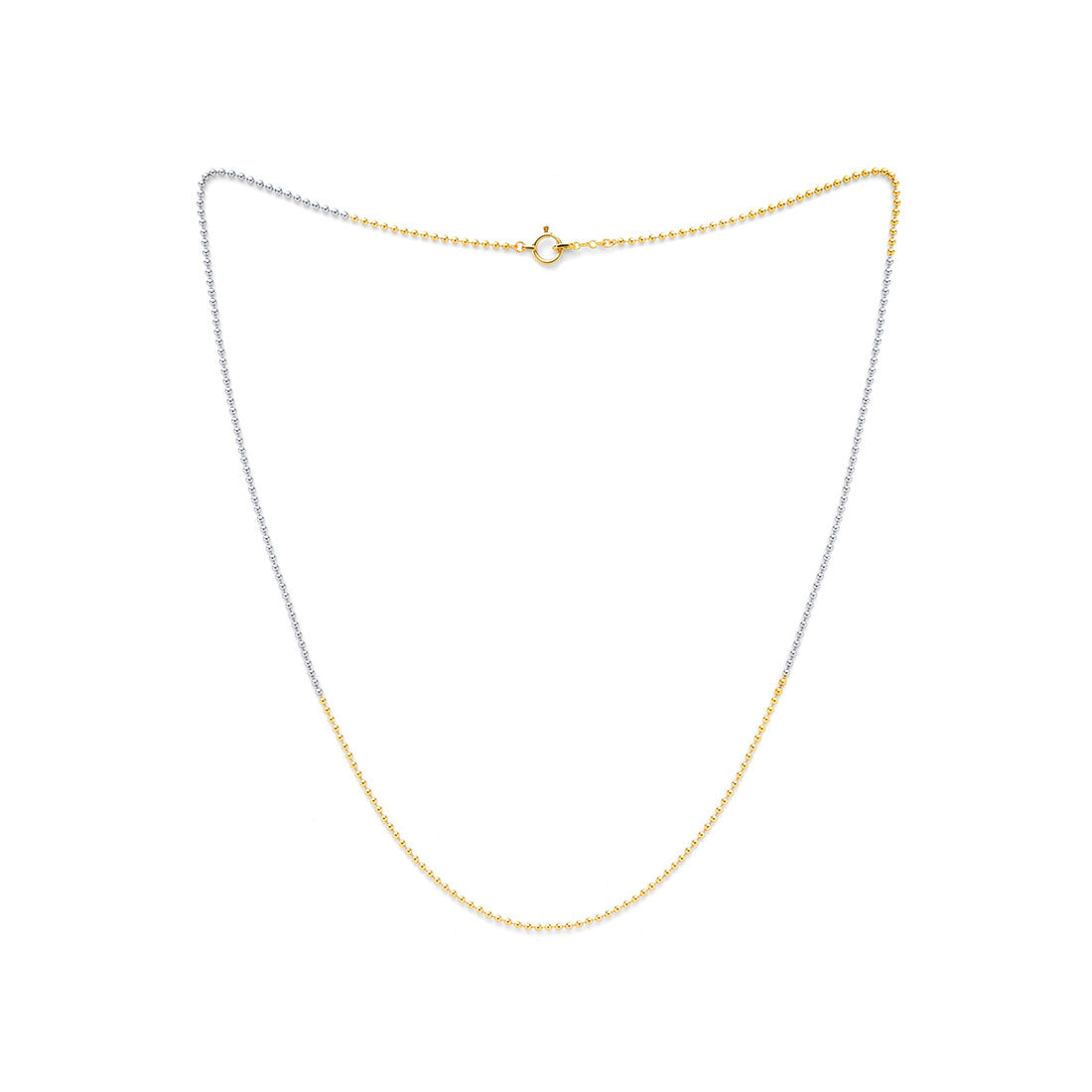 18K Pt Ball Chain Combination Necklace ボールチェーンネックレス プラチナ イエローゴールド