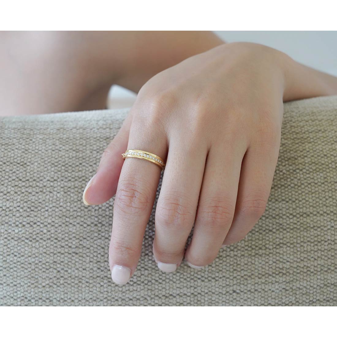 18K Block Ring ブロックリング Diamond ダイアモンド 着用