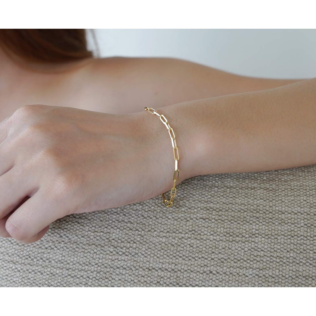 18K Bracelet ブレスレット Long Link Chain ロングリンクチェーン イエローゴールド 着用