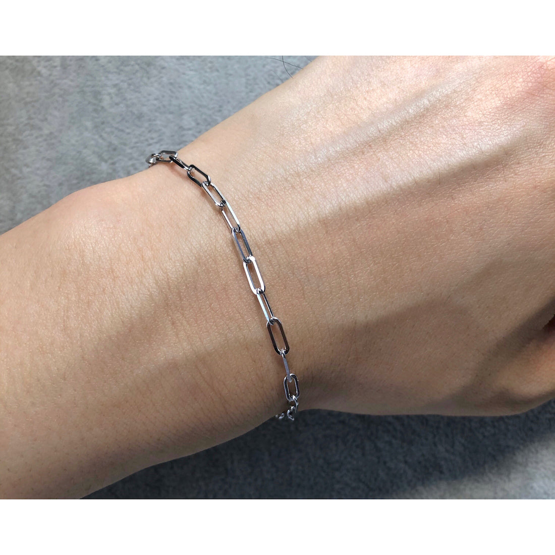 18K Bracelet ブレスレット Long Link Chain ロングリンクチェーン ホワイトゴールド 着用