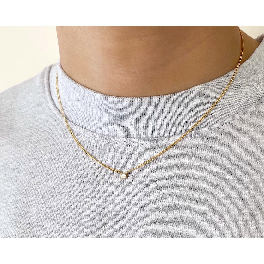 18K イエローゴールド Curb Chain カーブチェーン Necklace ネックレス Diamond ダイア 着用