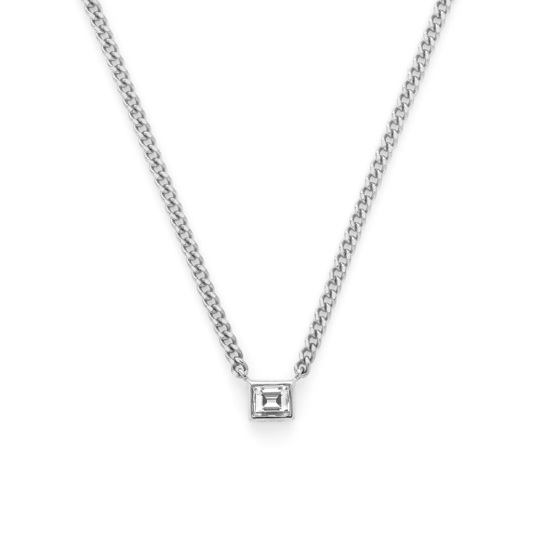 18K ホワイトゴールド Curb Chain カーブチェーン Necklace ネックレス Diamond ダイア