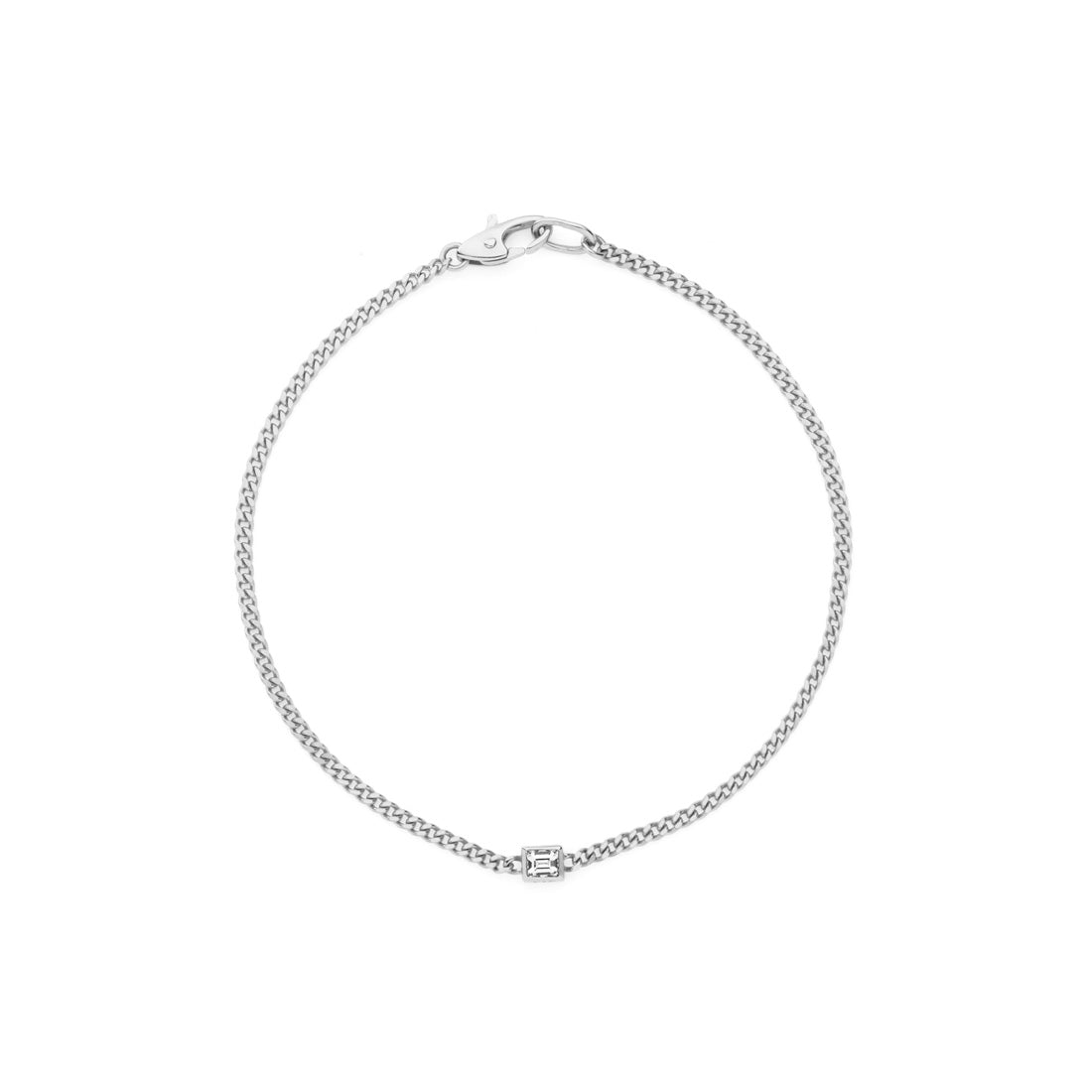 18K ホワイトゴールド Curb Chain カーブチェーン Bracelet ブレスレット Diamond ダイア