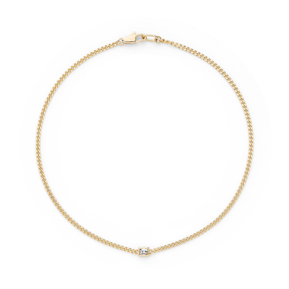 18K イエローゴールド Curb Chain カーブチェーン Anklet アンクレット Diamond ダイア