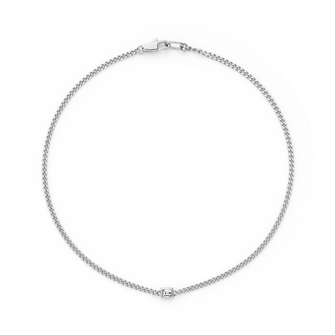 18K ホワイトゴールド Curb Chain カーブチェーン Anklet アンクレット Diamond ダイア