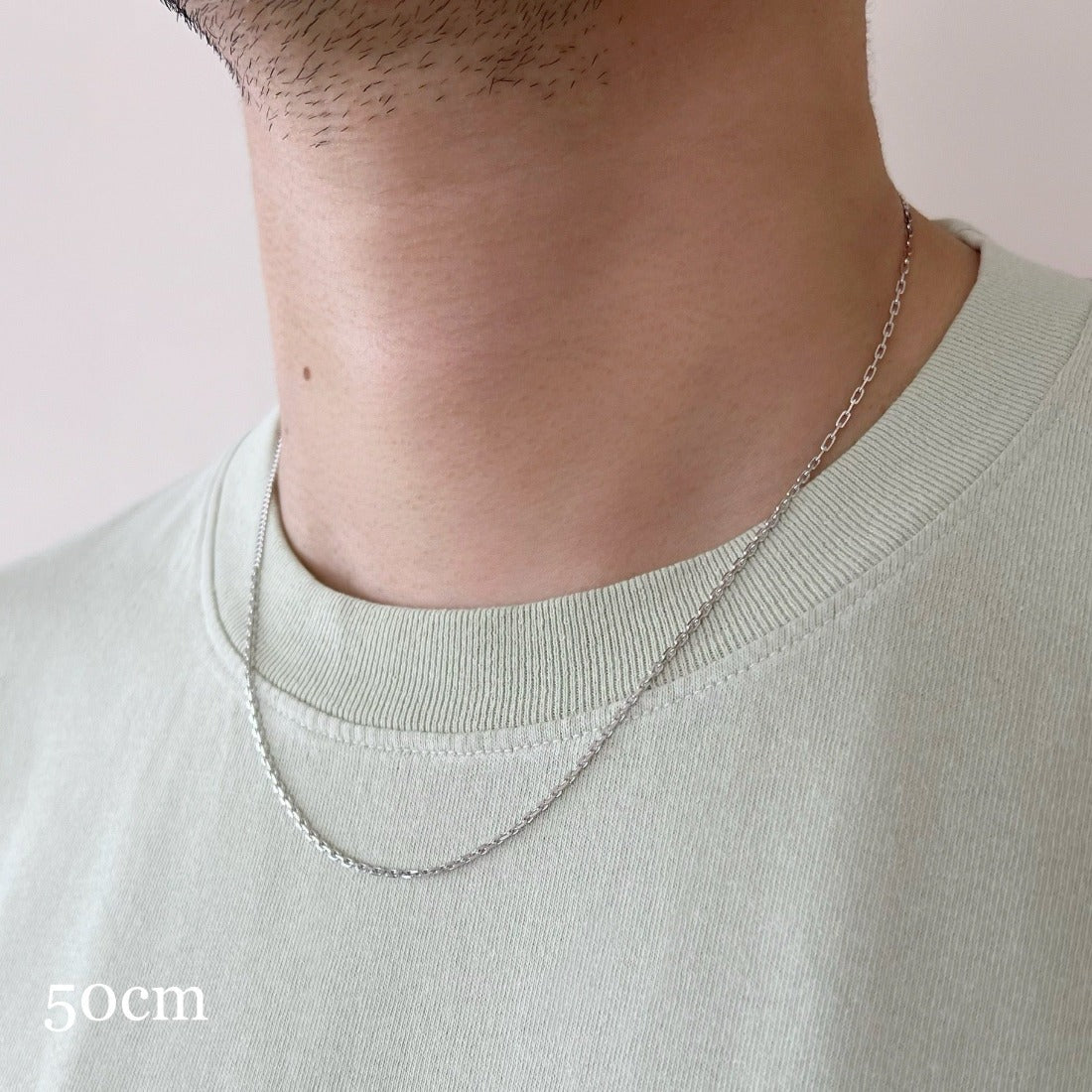 18K Mixed Chain Necklace ネックレス ホワイトゴールド 着用 50cm