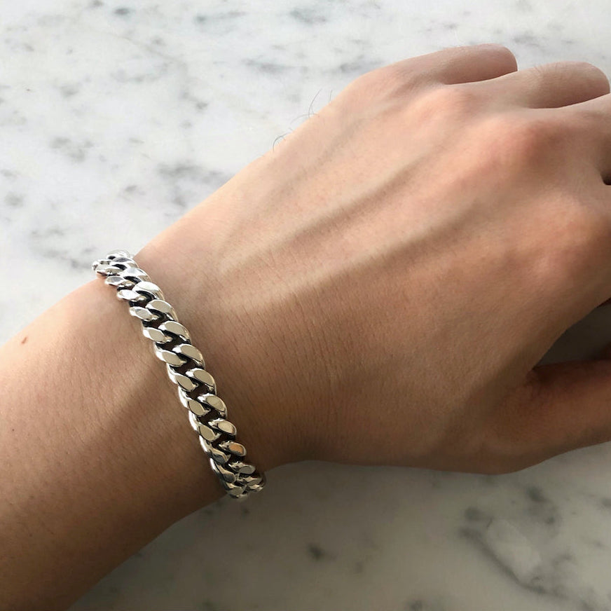 silver925 シルバー925 Curb Chain カーブチェーン Bracelet ブレスレット 着用