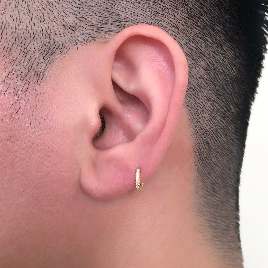 18K イエローゴールド Hoop フープピアス ダイアモンド Diamond 着用