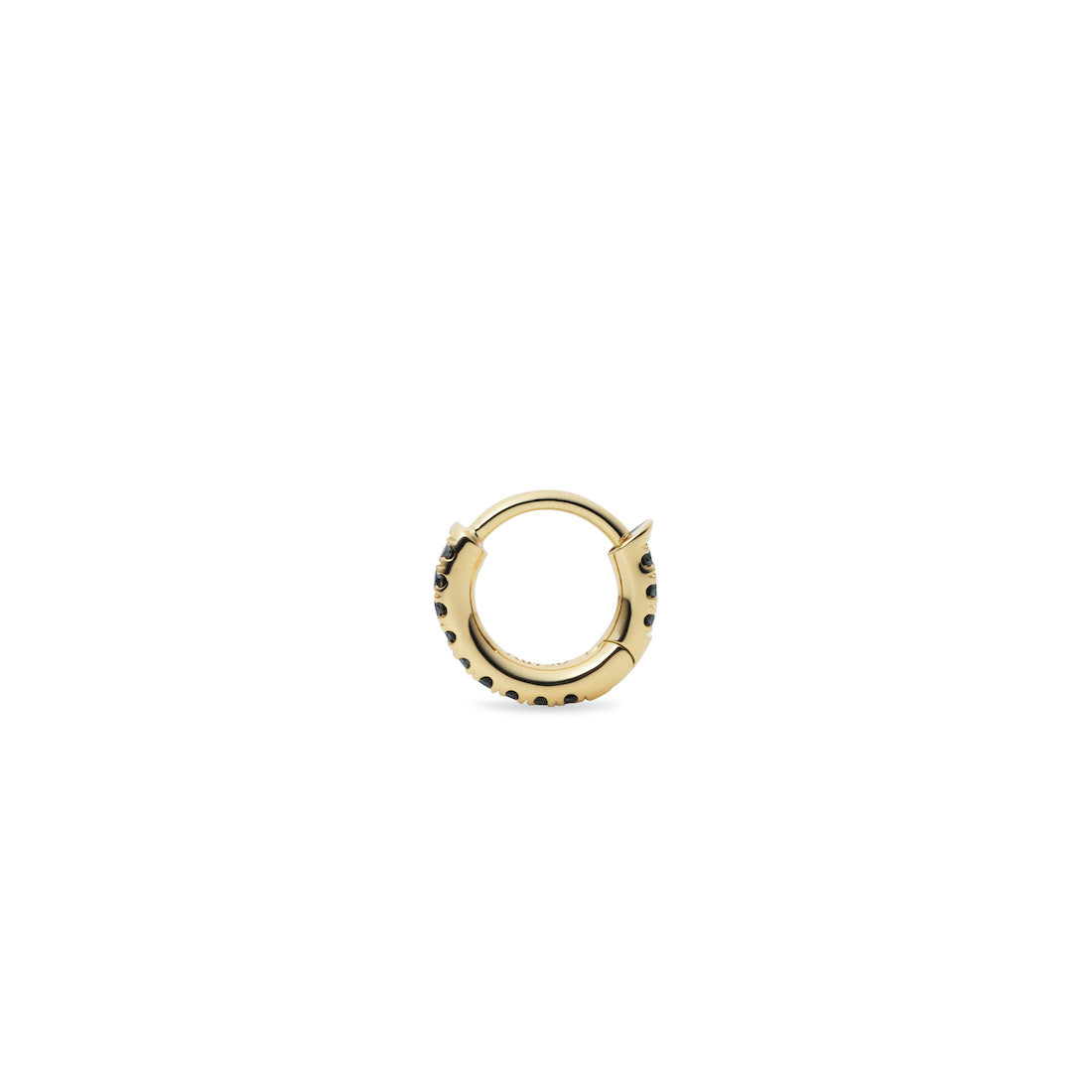 18K Hoop フープピアス Black Diamond ブラックダイア 片耳ピアス イエローゴールド