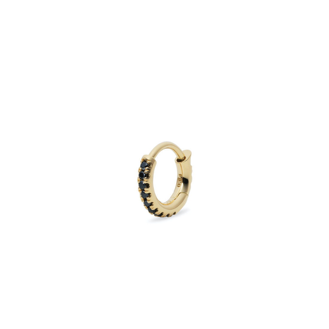 18K Hoop フープピアス Black Diamond ブラックダイア 片耳ピアス イエローゴールド