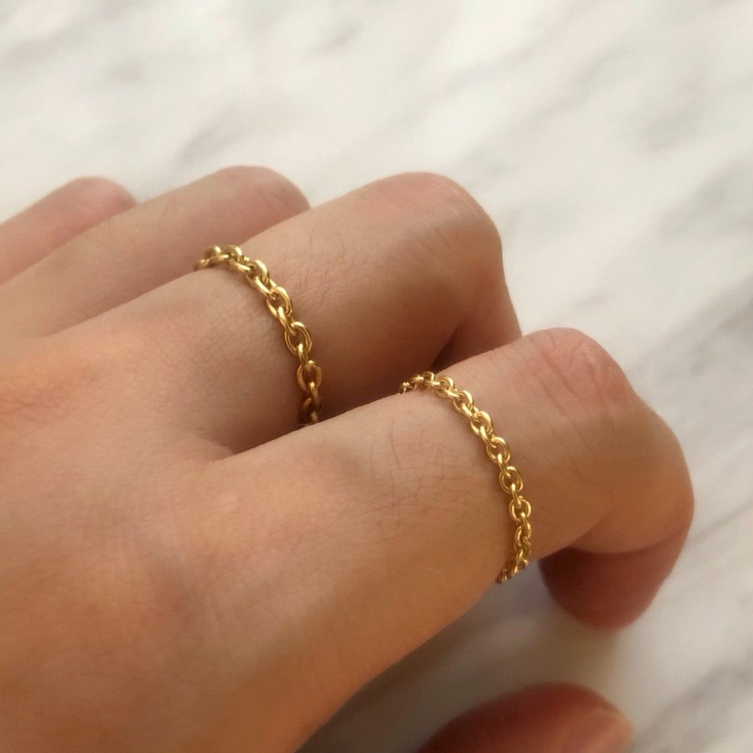 18K　Anchor Chain　Ring　アンカーチェーン　チェーンリング　着用