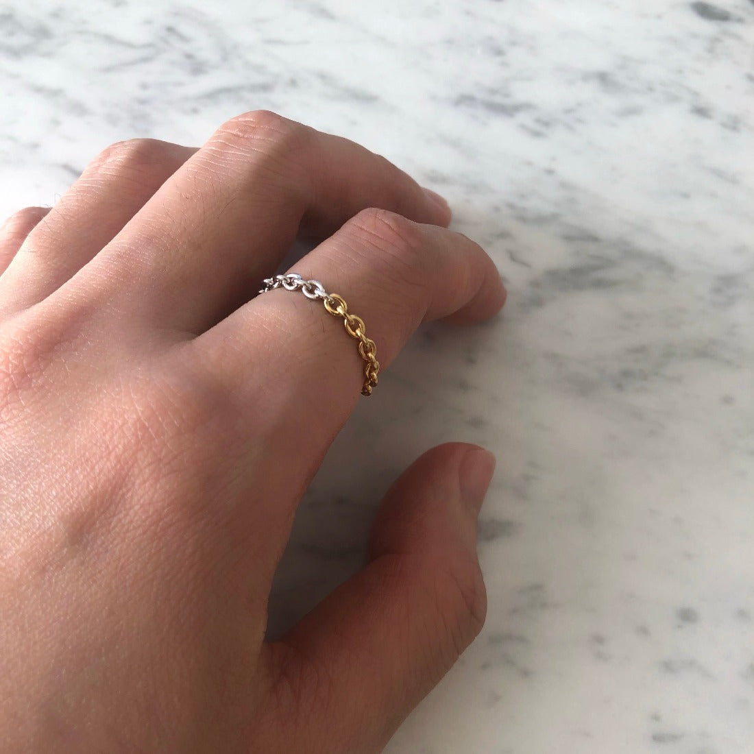 18K Anchor Chain Ring アンカーチェーン チェーンリング Combination コンビネーション 着用