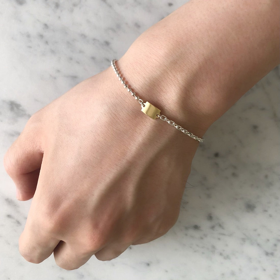 Silver 18K Tag Chain Bracelet タグチェーン ブレスレット 着用