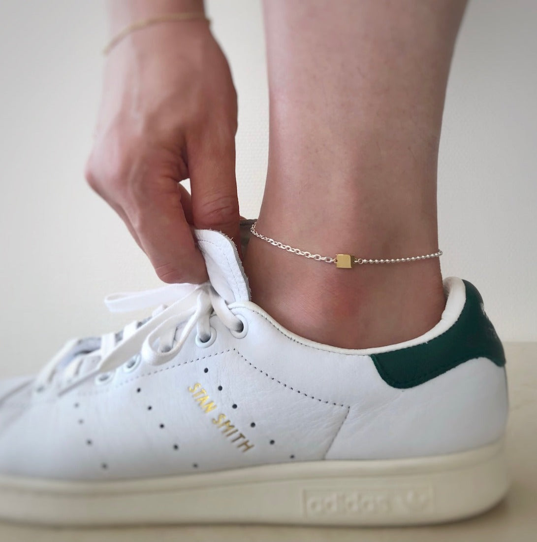 Silver 18K Tag Chain Anklet タグチェーン アンクレット 着用